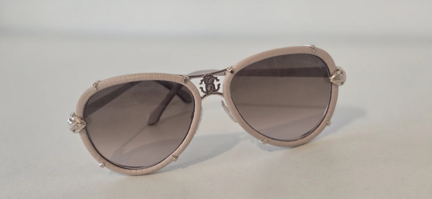 Roberto Cavalli Pink Leather Aviator Sunglasses