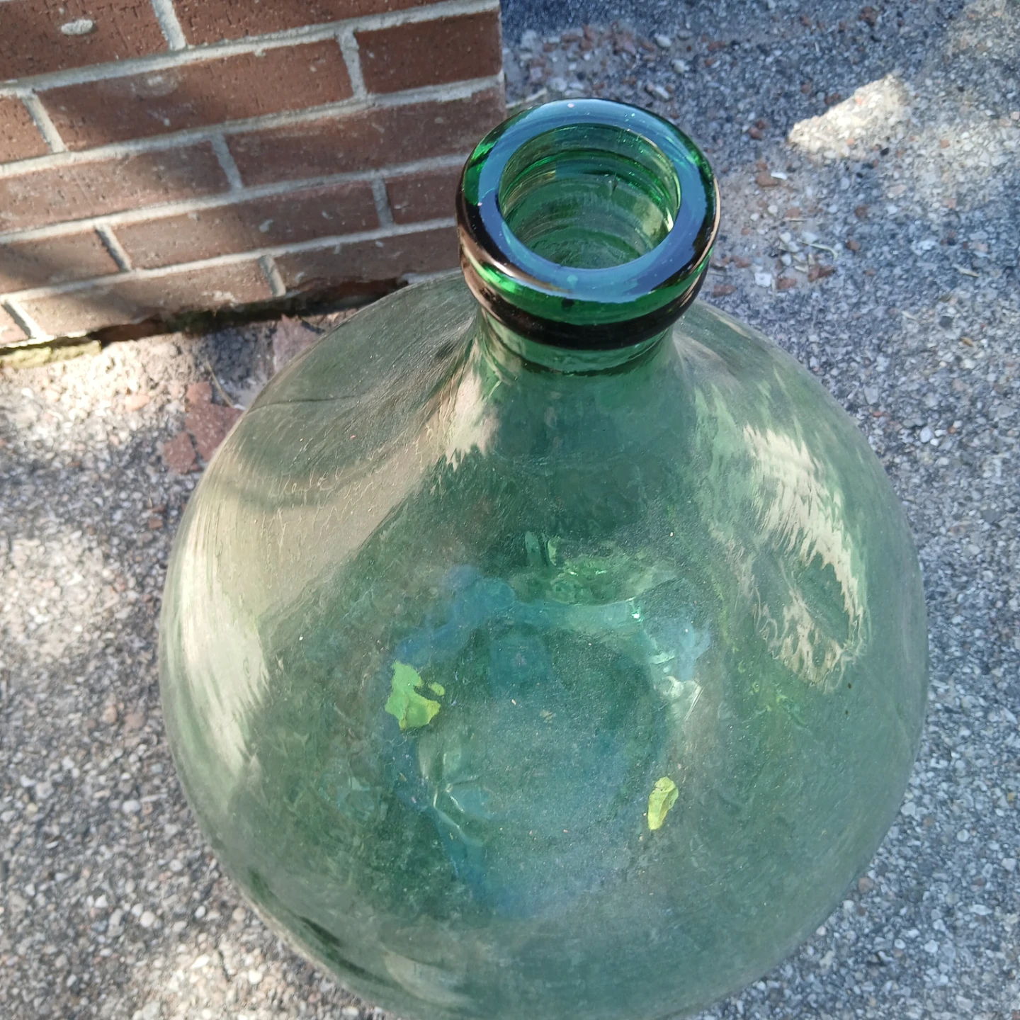 Large Green Glass Demijohn Carboy Bottle - photo 2