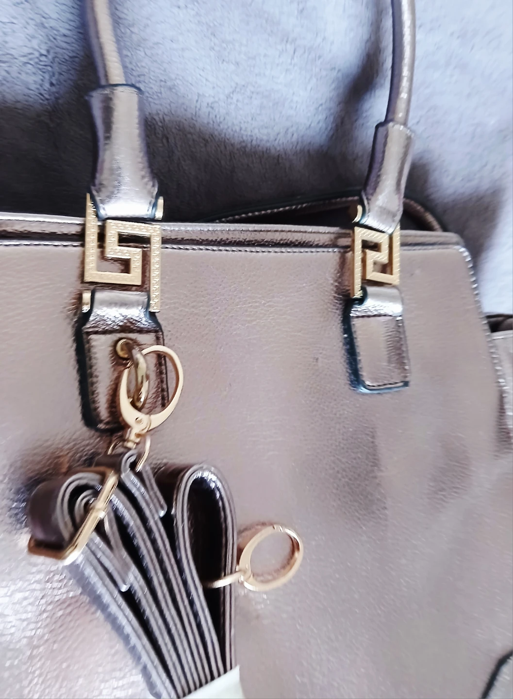 Metallic Lilac Gold Tote Bag with Shoulder Strap - photo 2