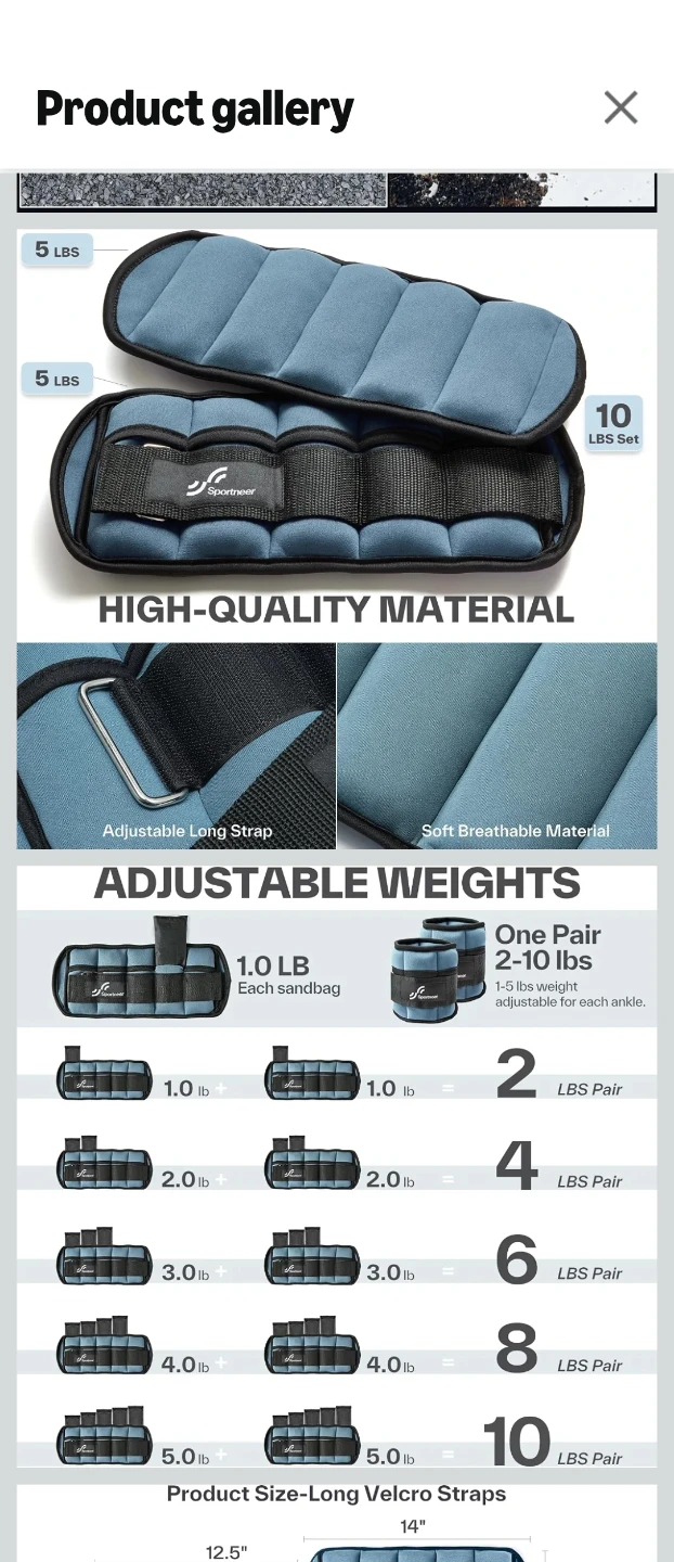 Sportneer Ankle Weights - 10 LBS Set - photo 2