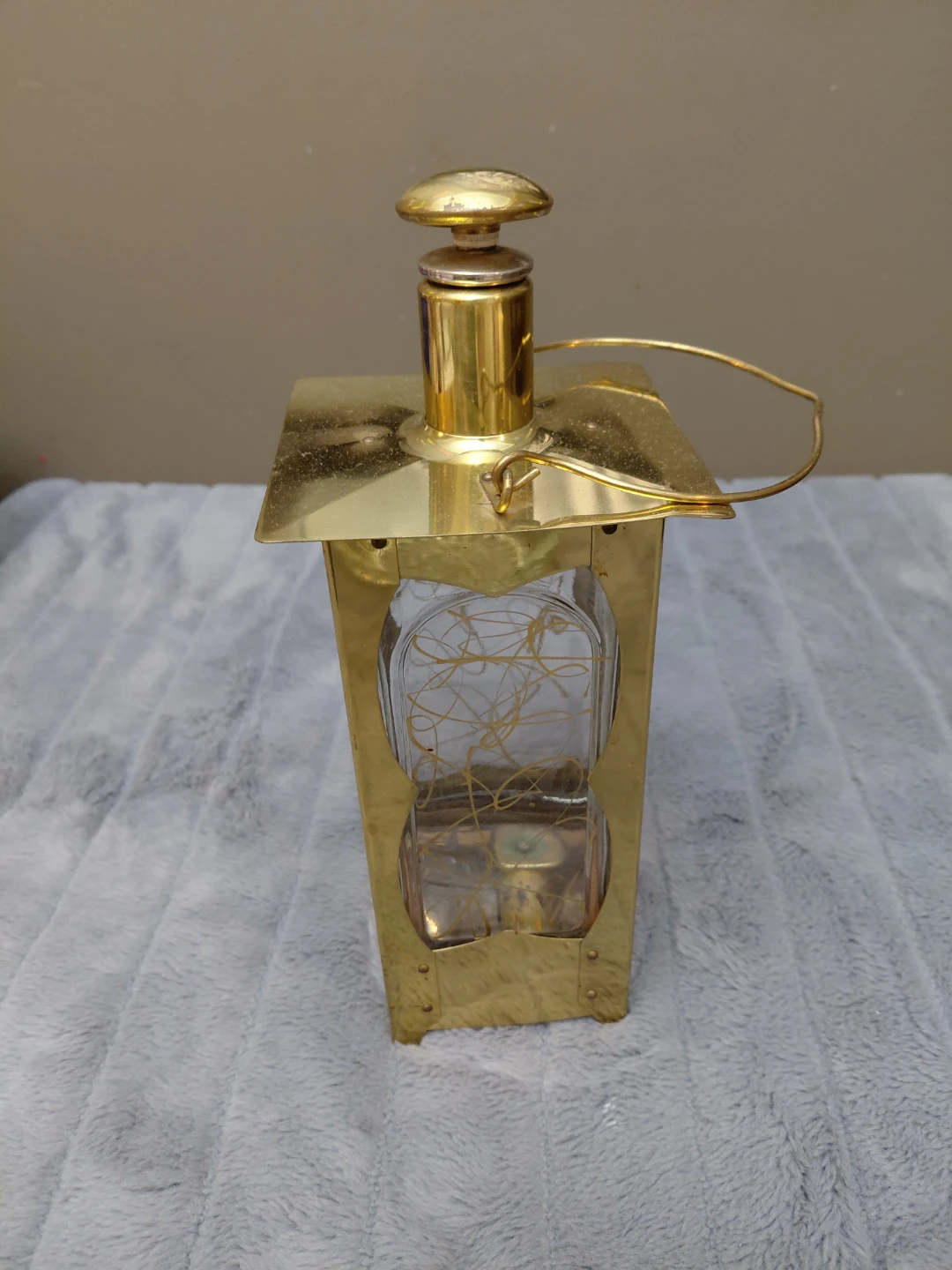 Brass and Glass Lantern Vintage Decanter - does not play music - photo 2