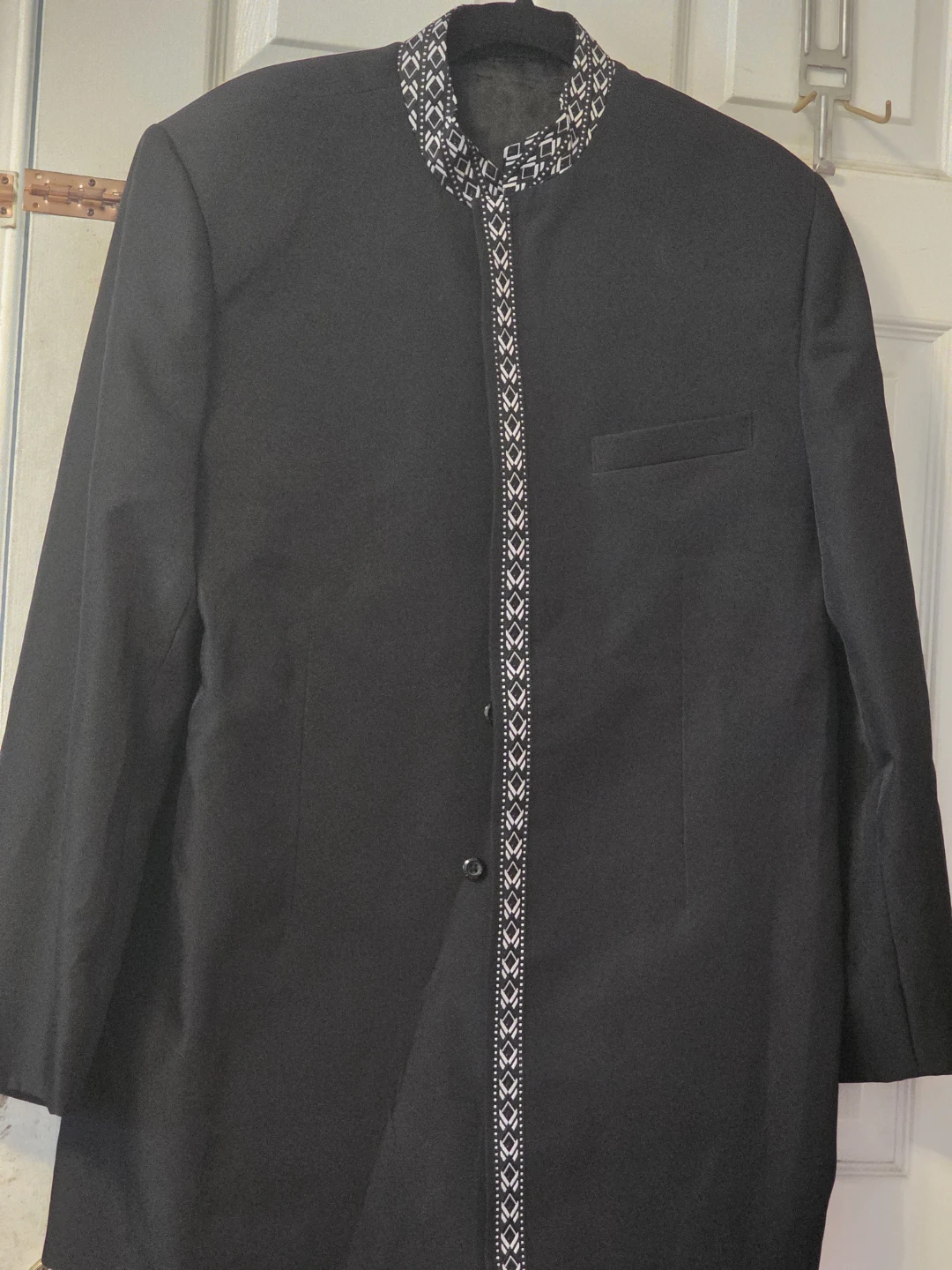 Black Band Collar Jacket with Embellishment - photo 2