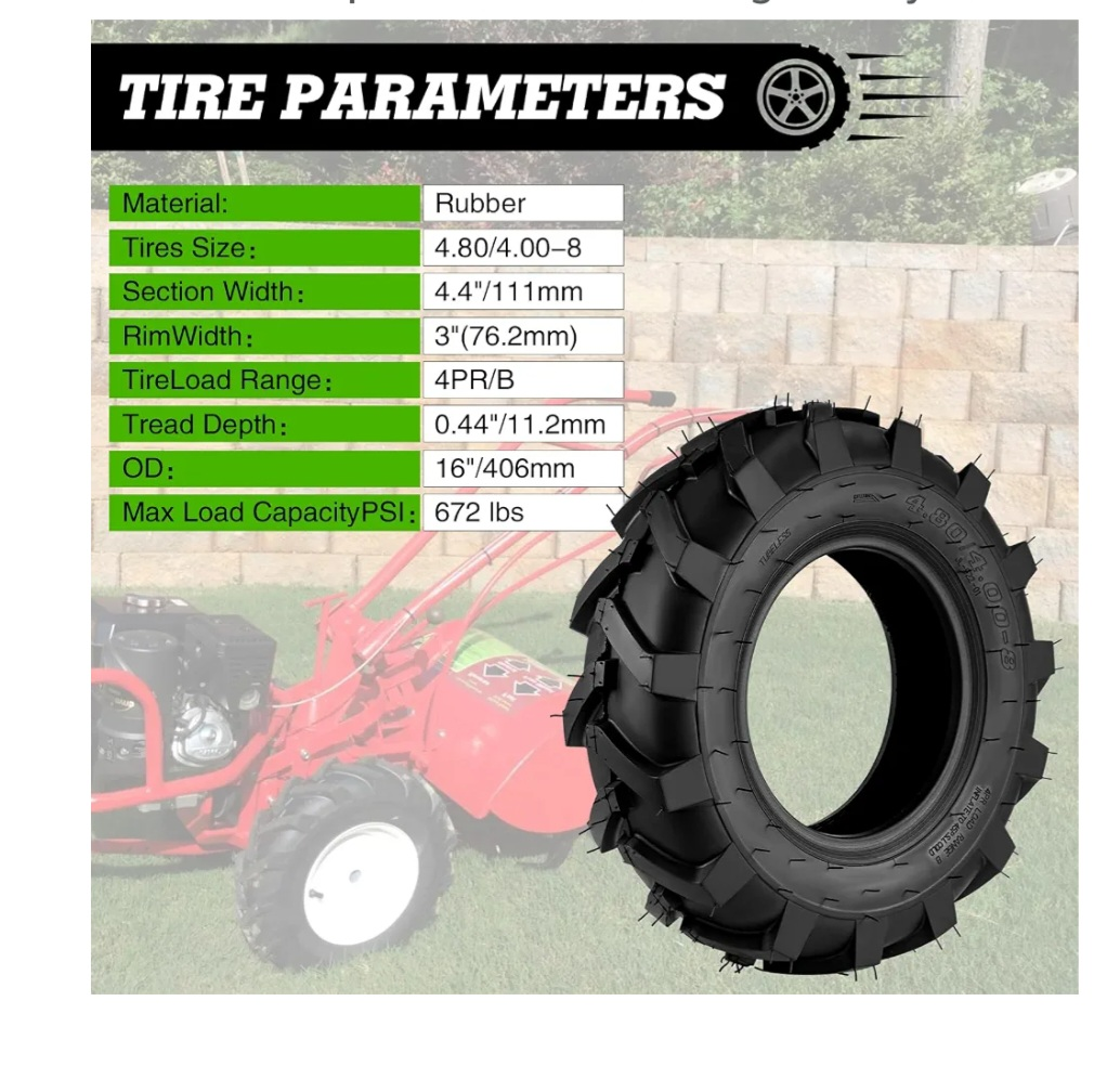 2 x Tractor Tires 4.80/4.00-8 Tubeless - photo 4