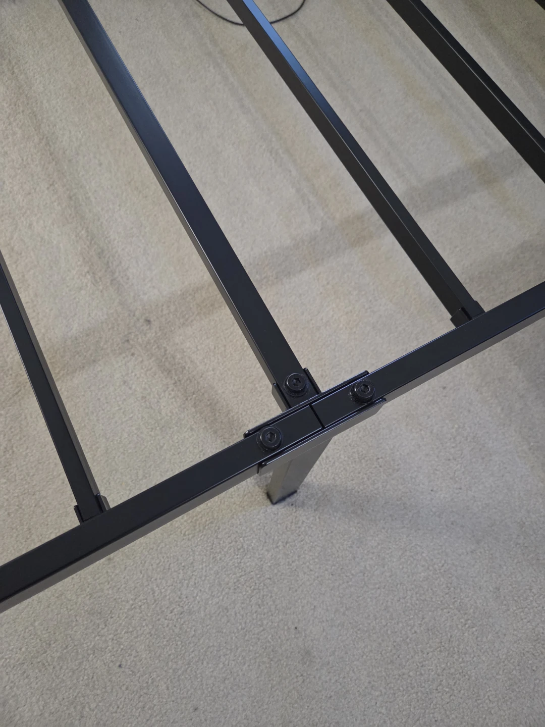 Black Metal Bed Frame with Tufted Headboard - photo 3