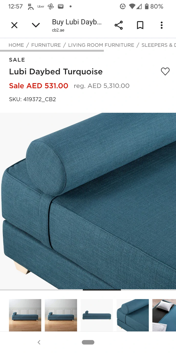 CB2 Lubi Daybed Turquoise - photo 2