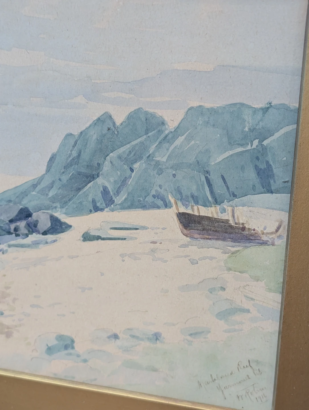 1916 watercolor painting Maitland Reef, Yarmouth NS by W. Robin - photo 3