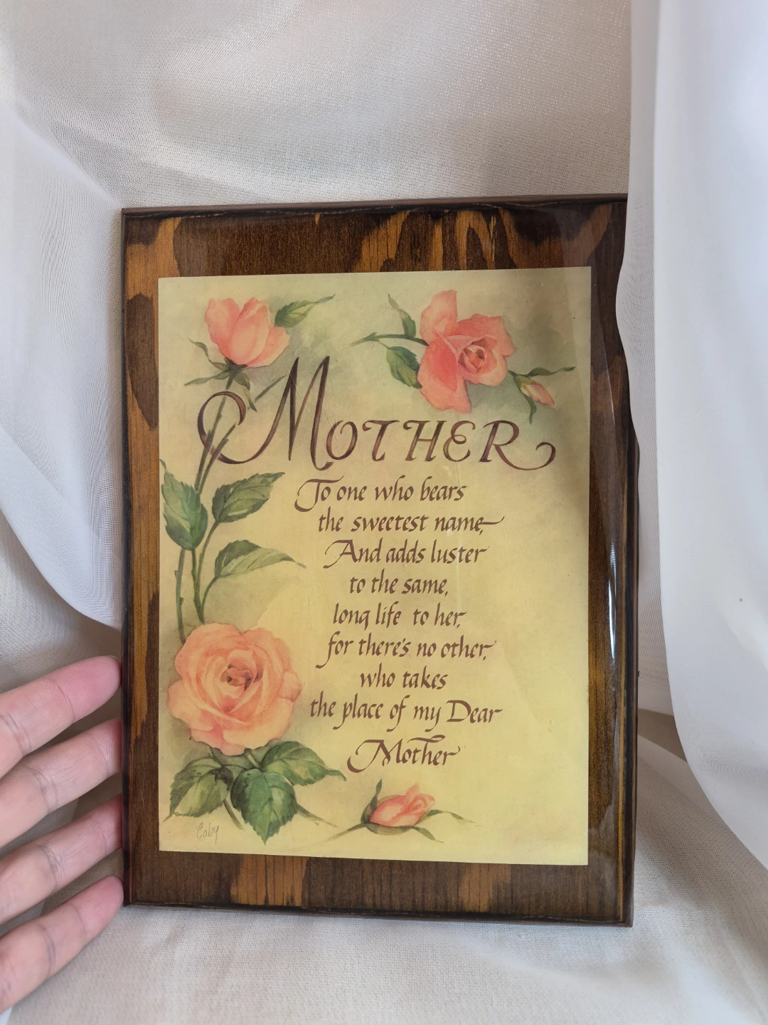 Vintage 9" x 6 1/2" Wooden Sentimental Mother Plaque - photo 5