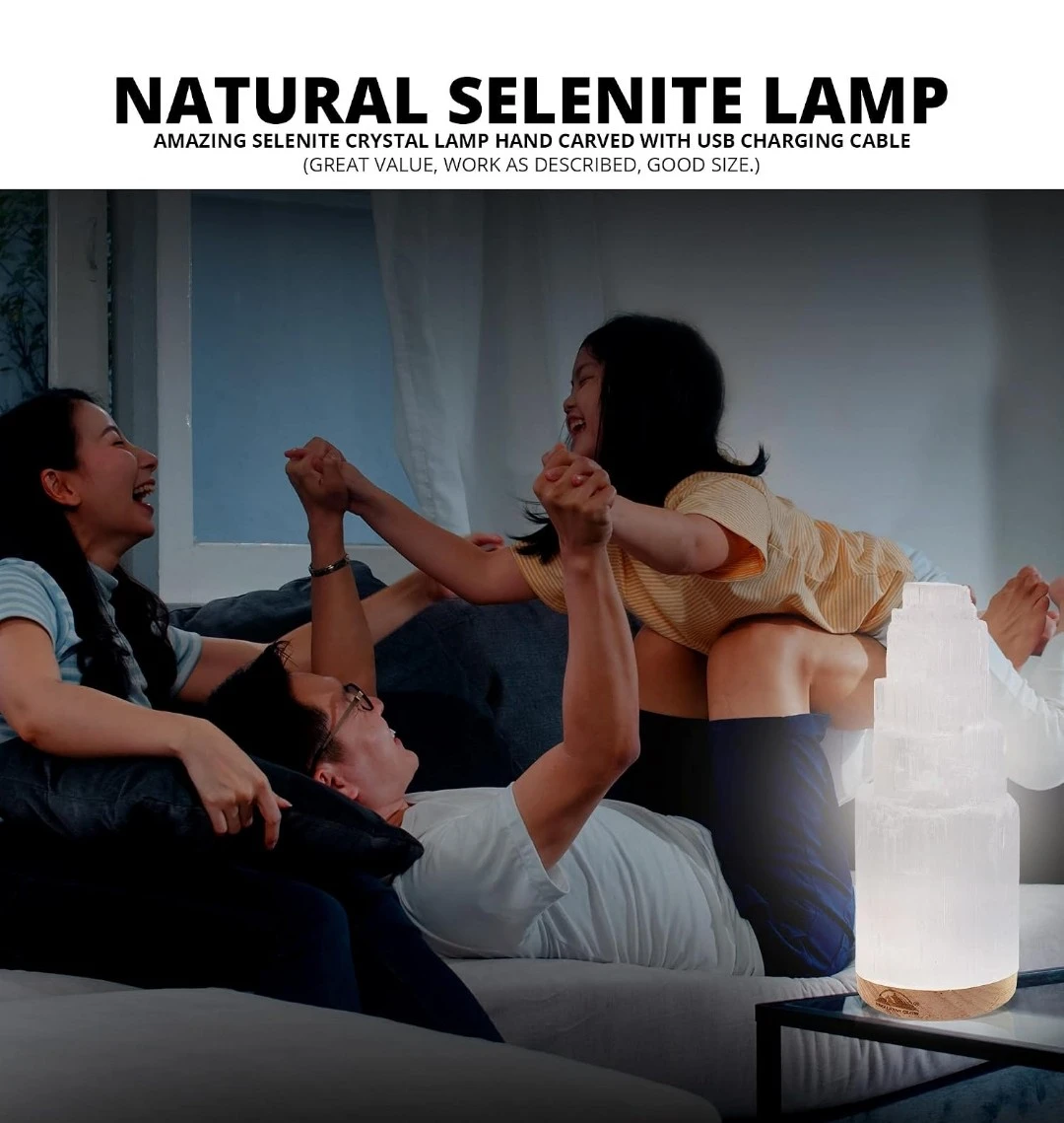 New Himalayan Glow Natural Selenite Crystal Lamp