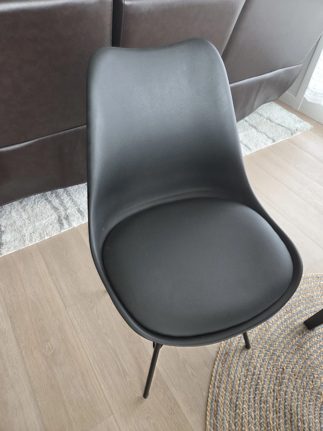 Round Wood Dining Table with 4 Black Chairs - photo 2