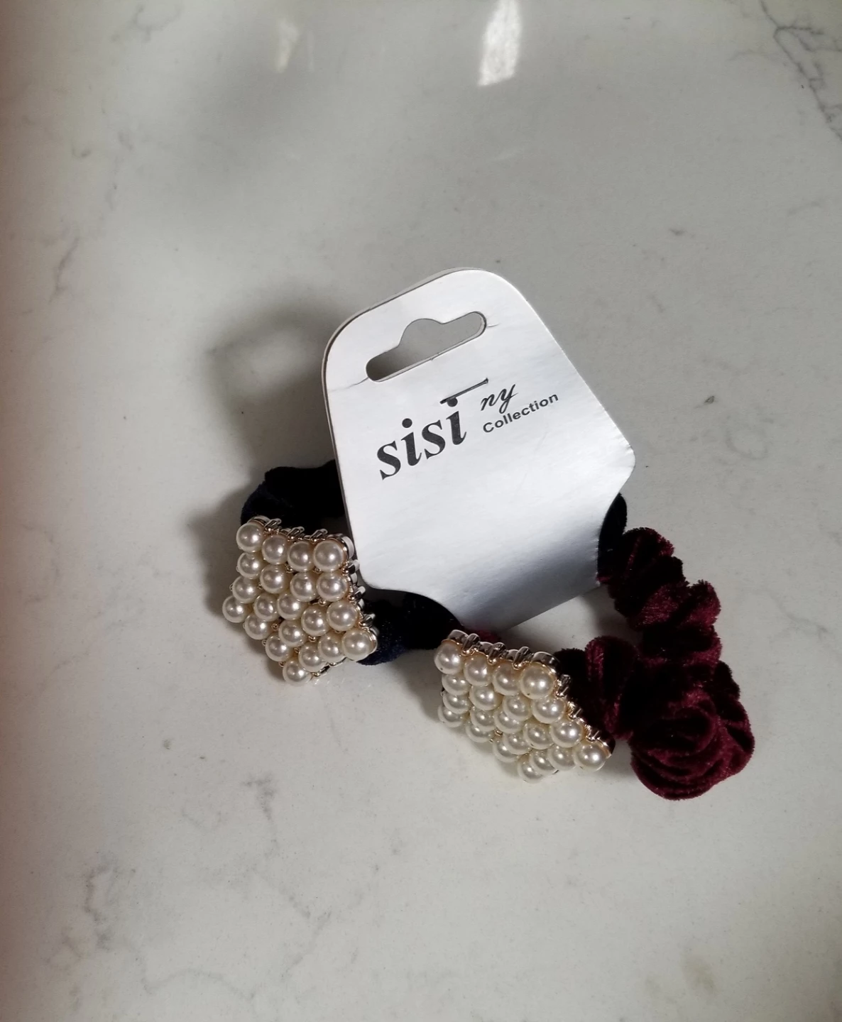 NEW Sisi NY Collection Pearl Embellished Scrunchies (2-Pack)