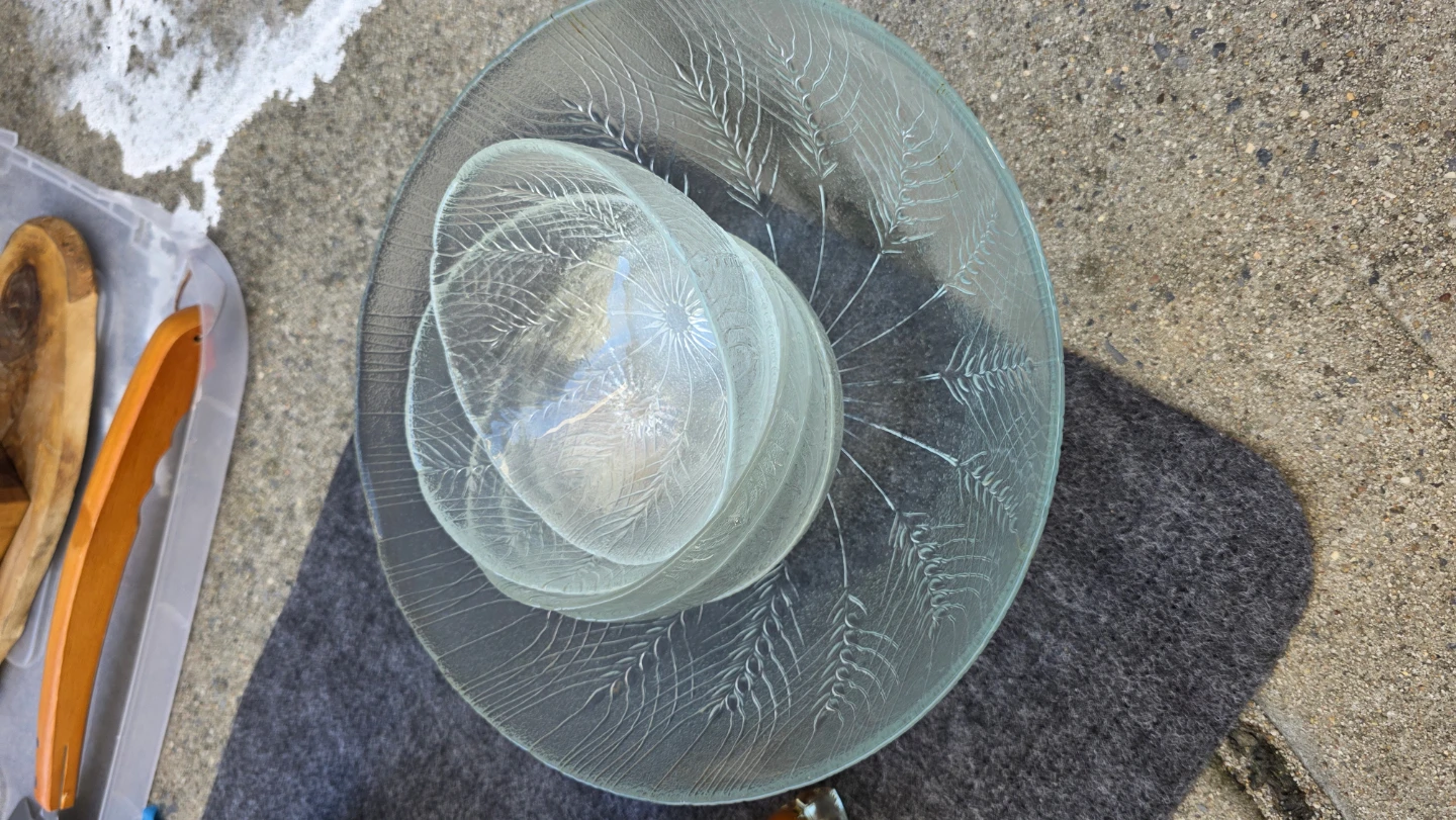 Glass Leaf Embossed Serving Bowl Set - photo 2
