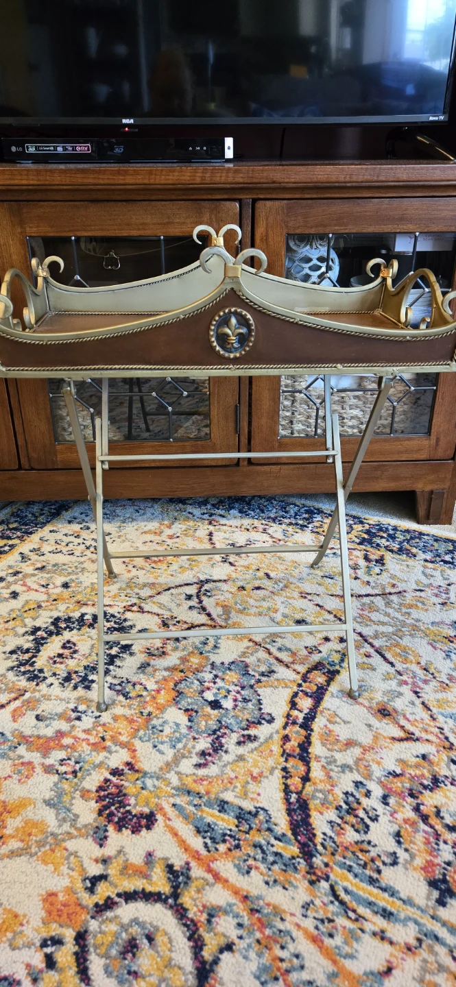 Folding Decorative Tray Table with Matching Shelf - photo 5