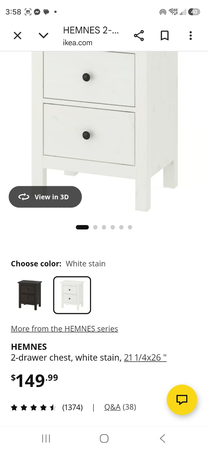 IKEA HEMNES 2-drawer chest, white stain - photo 2