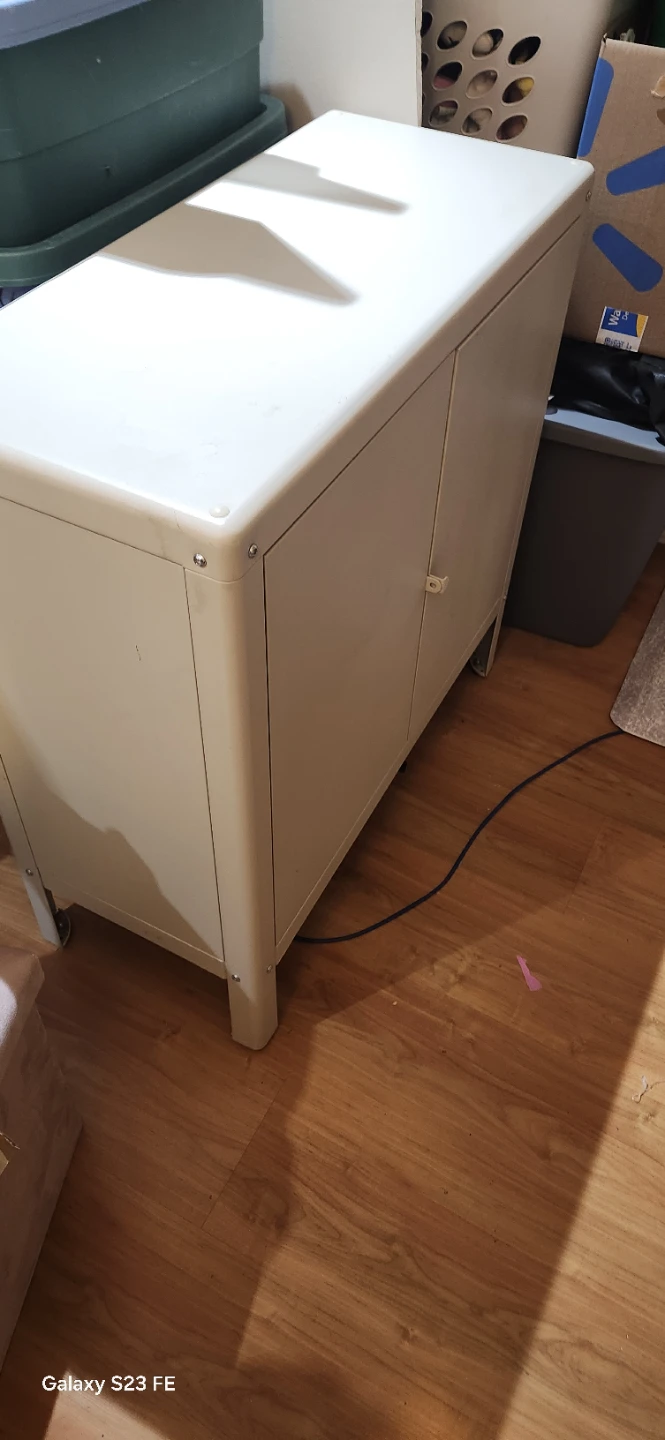 Cream Metal Two-Door Cabinet - photo 2