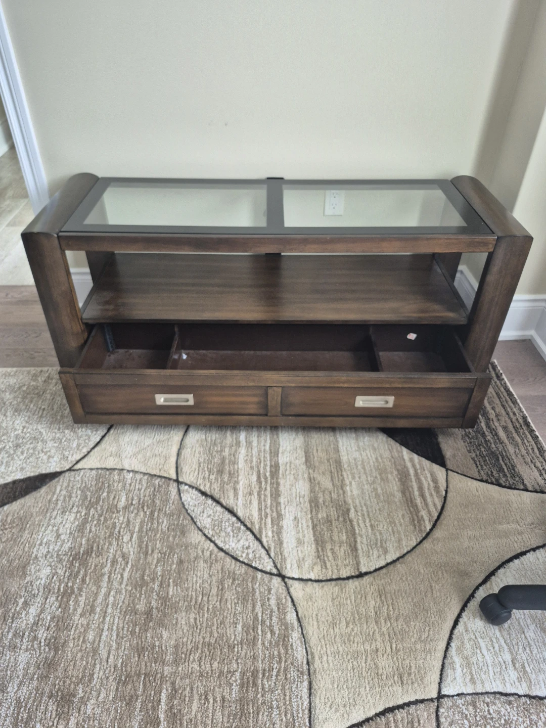 Glass Top TV stand with drawers - photo 2