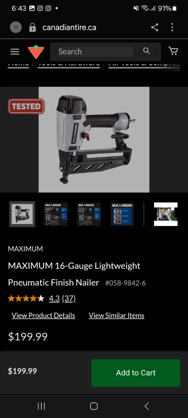 Maximum Pneumatic Finish Nailer - photo 2
