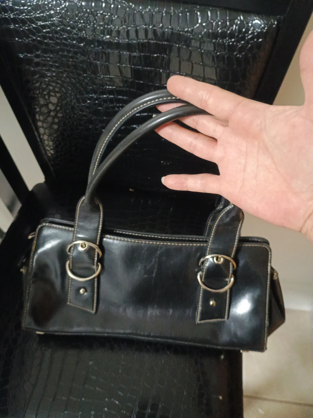 Black Faux Leather Handbag - photo 3