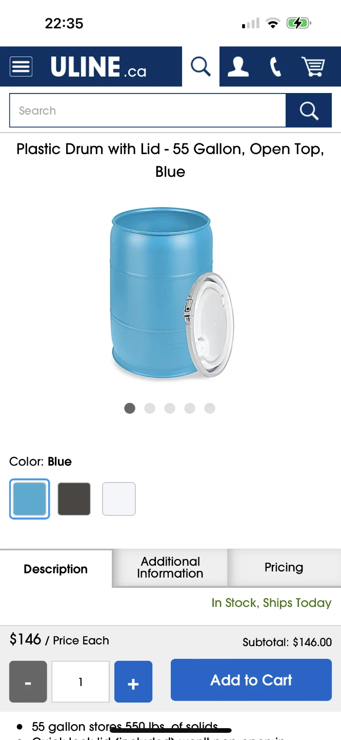 Blue Plastic Drum with Lid - 55 Gallon - photo 4