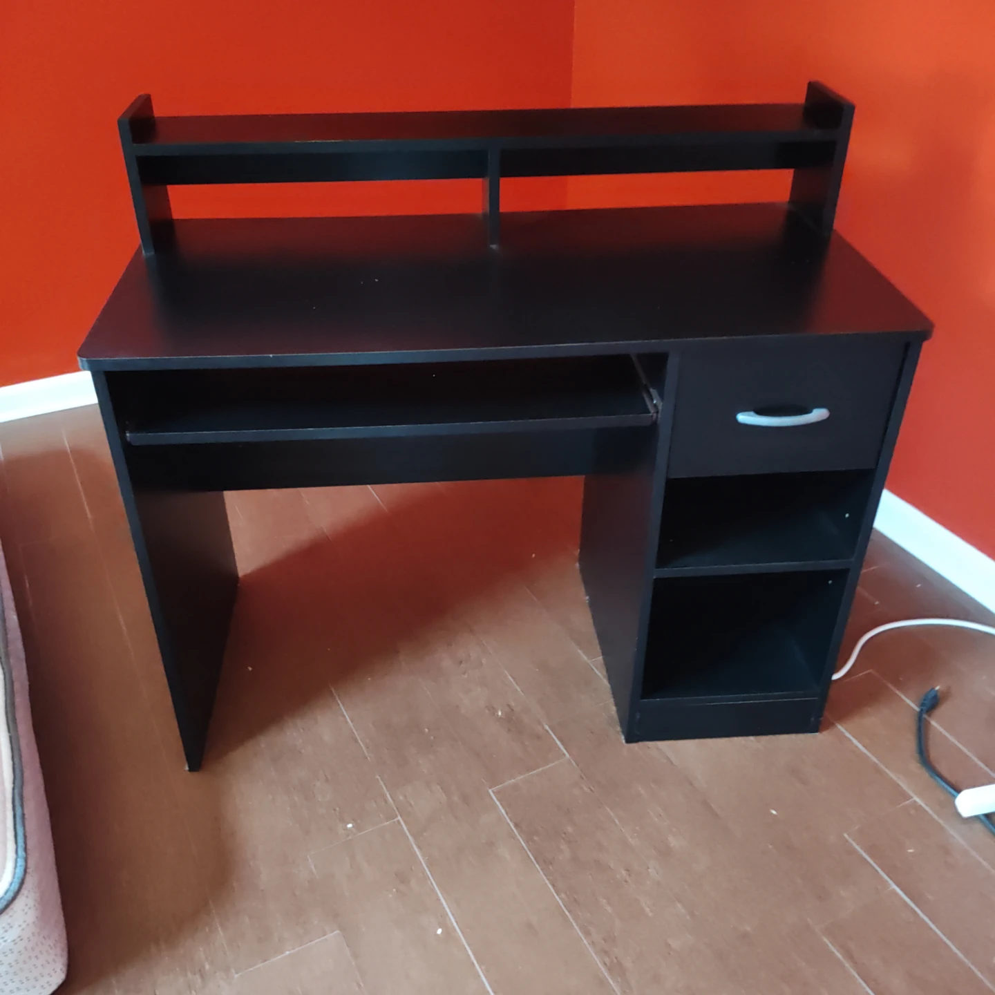 Black Computer Desk with Hutch and Drawer - photo 2