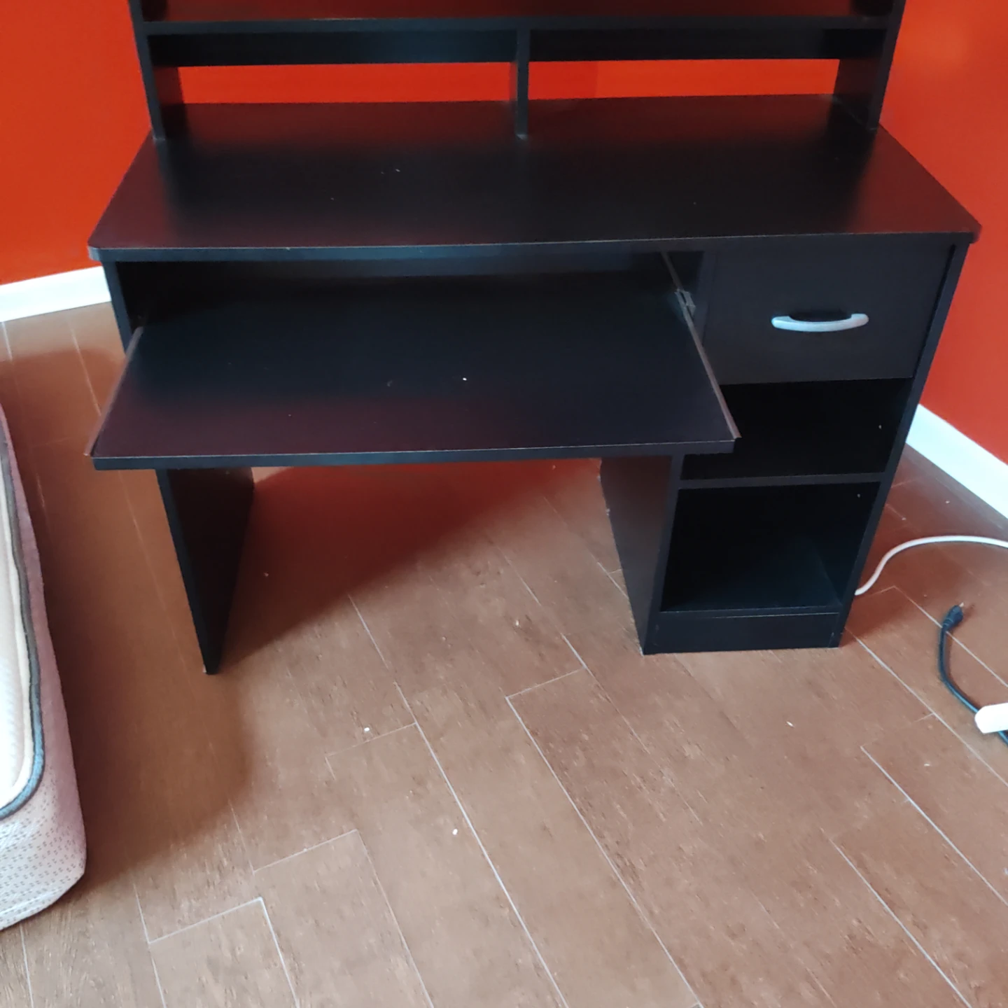 Black Computer Desk with Hutch and Drawer - photo 3