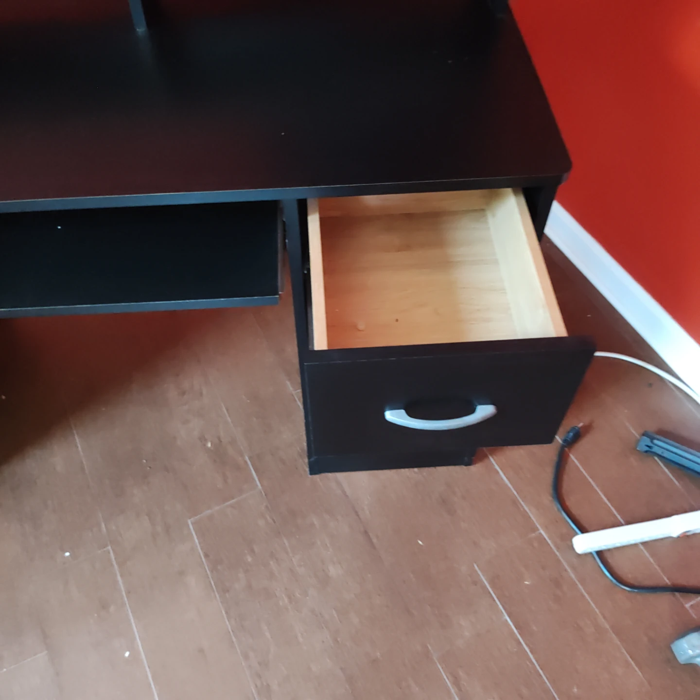 Black Computer Desk with Hutch and Drawer - photo 4