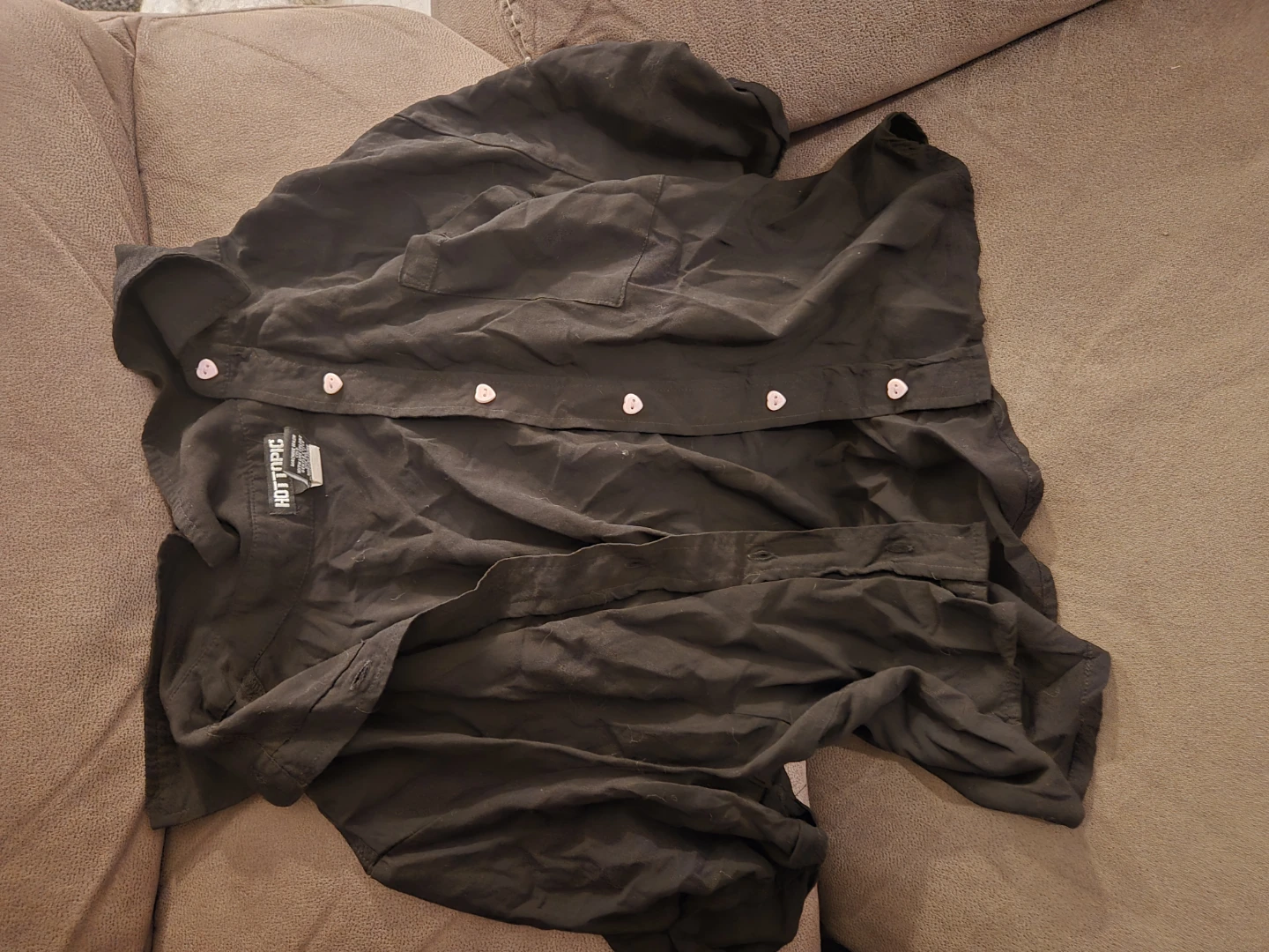Hottopic Black Rayon Button-Up Shirt