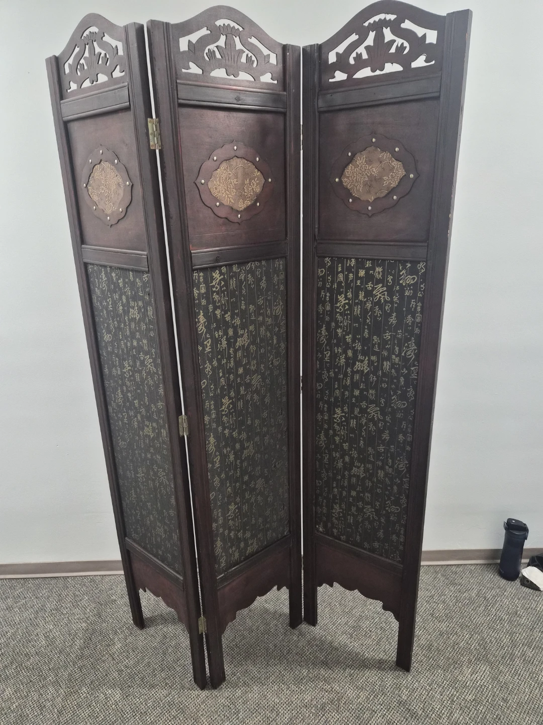 Vintage 3-Panel Oriental Room Divider Screen