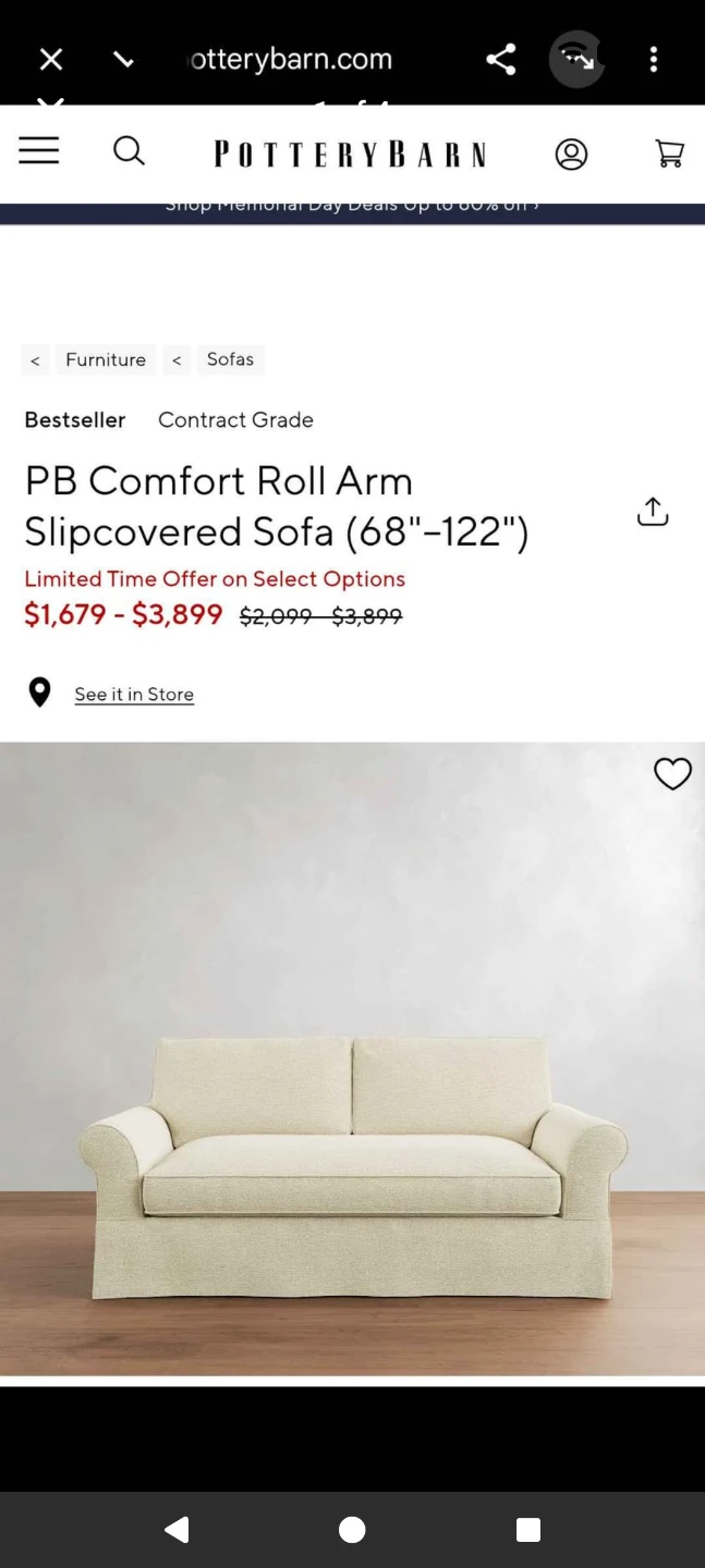 Used  Pottery barn Sofa