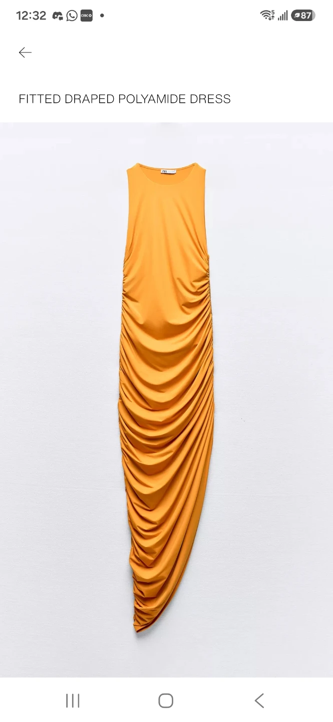 ZARA Fitted Draped Polyamide Dress - Orange - photo 2