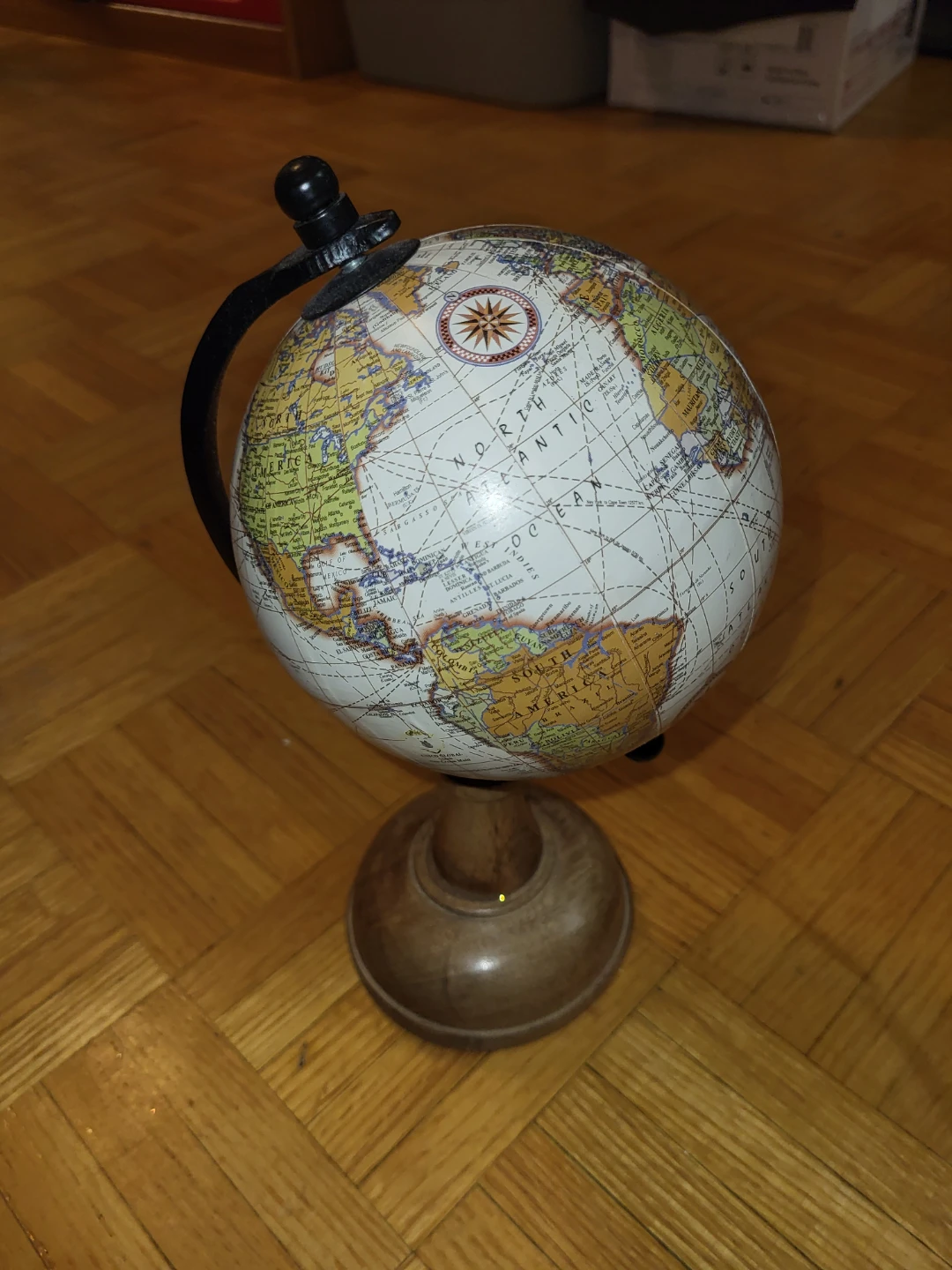 Vintage Globe on Wooden Stand