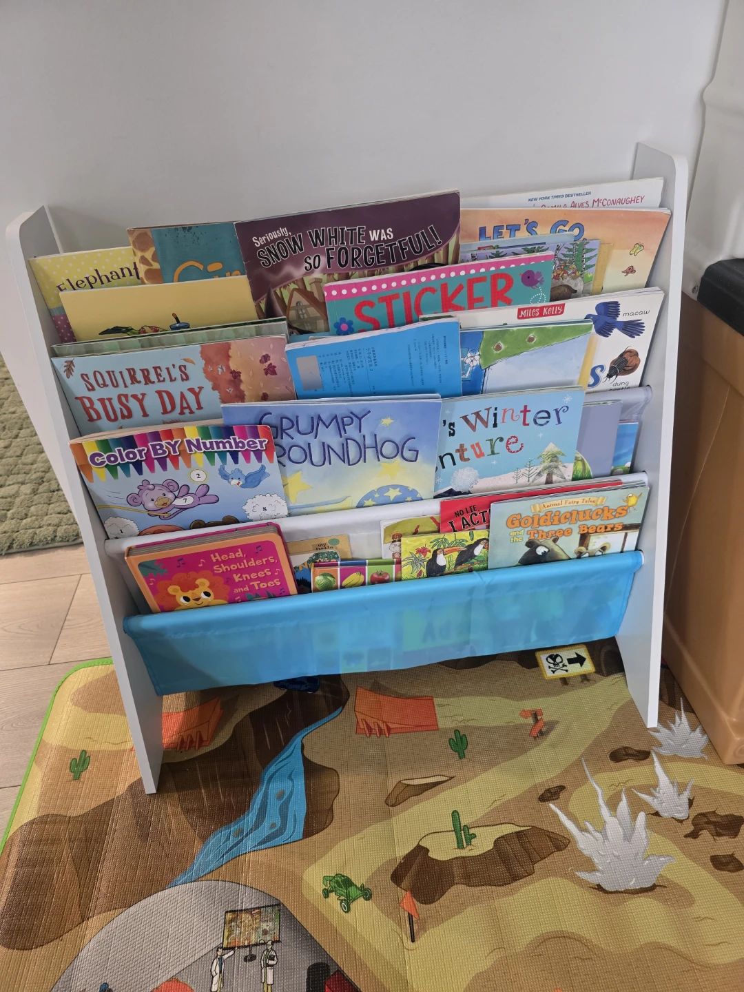 White and Blue Kids Sling Bookshelf