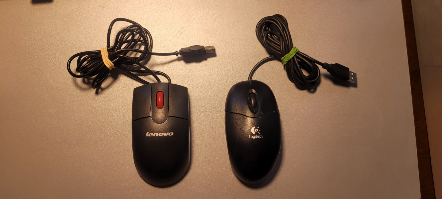 Lenovo and Logitech Wired Mouse