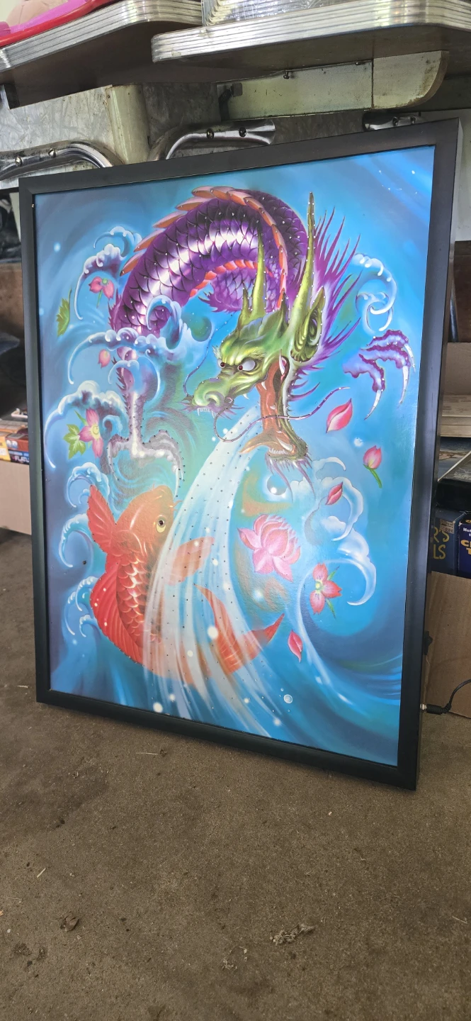 Dragon and Koi Fish Framed Art Print