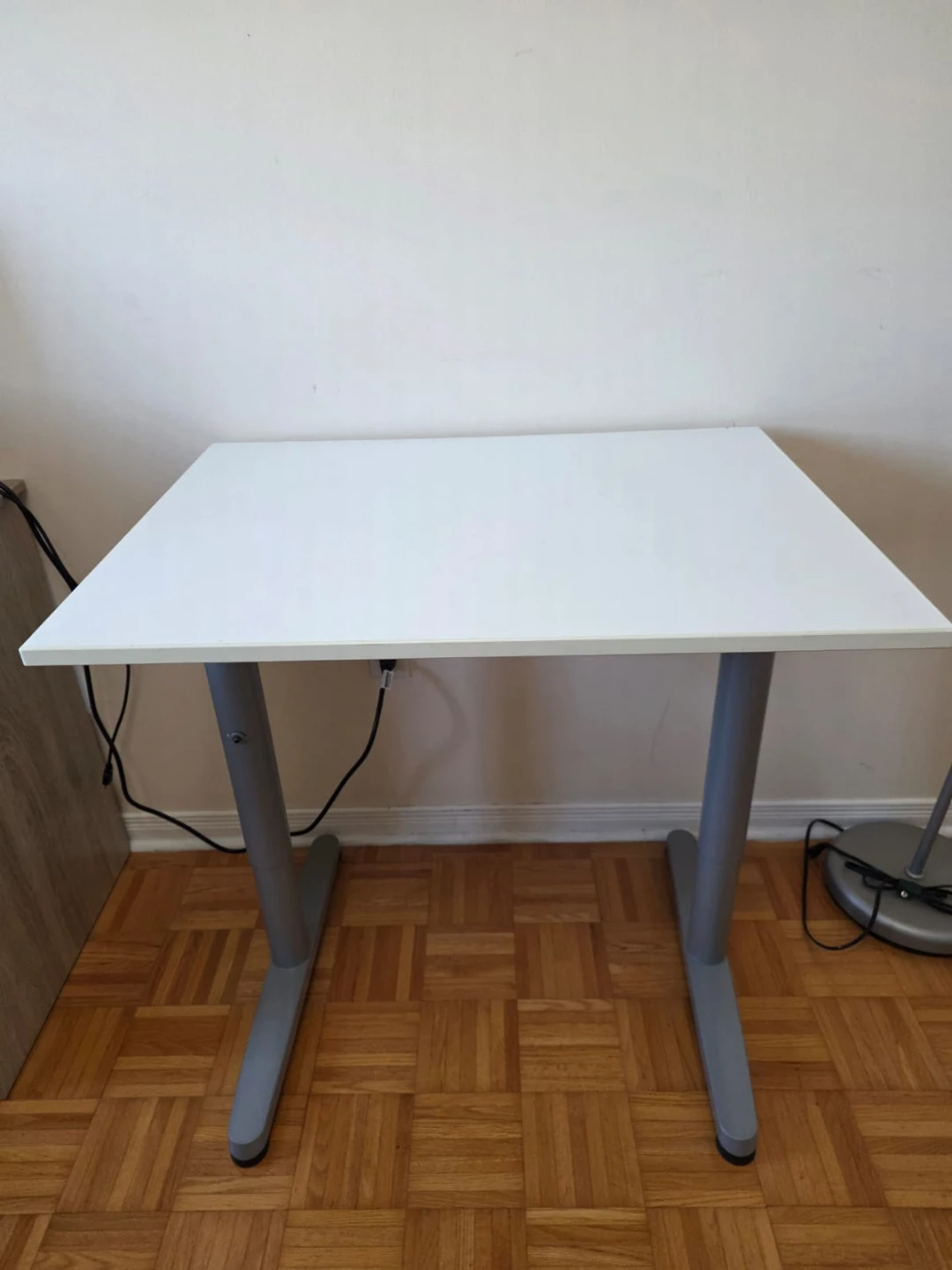 White Rectangular Desk with Grey Metal Legs