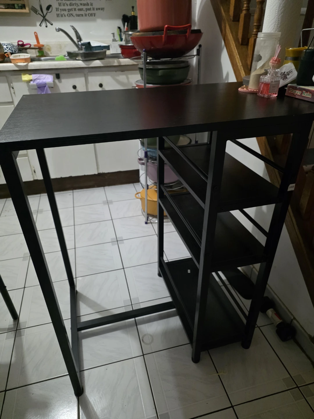 Black Mini Dinning Table with 2 Stools - photo 2