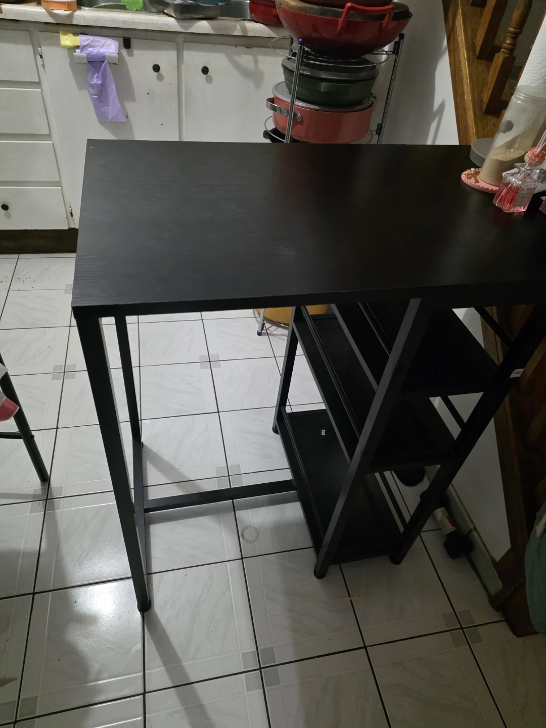 Black Mini Dinning Table with 2 Stools - photo 3