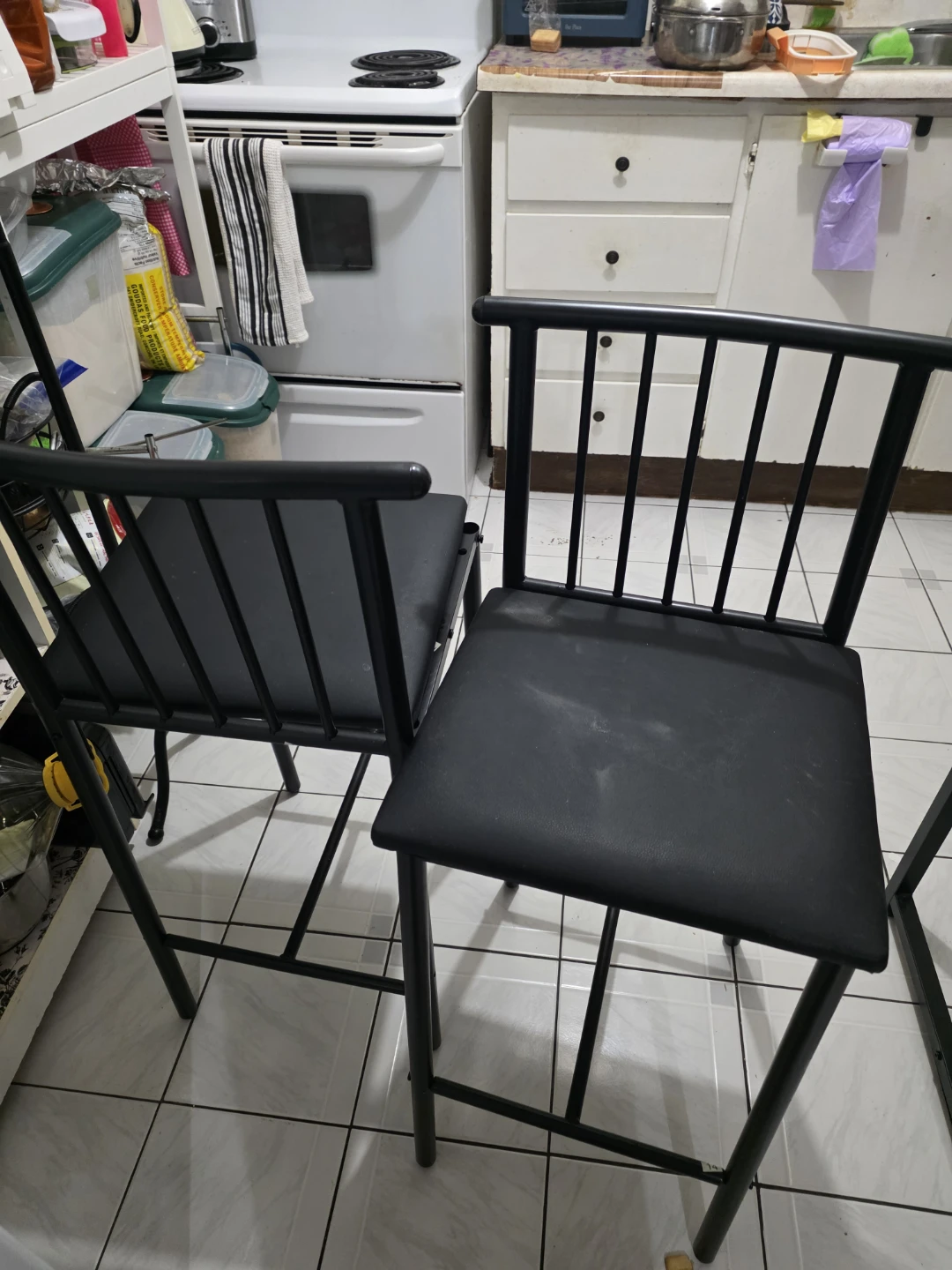 Black Mini Dinning Table with 2 Stools - photo 4