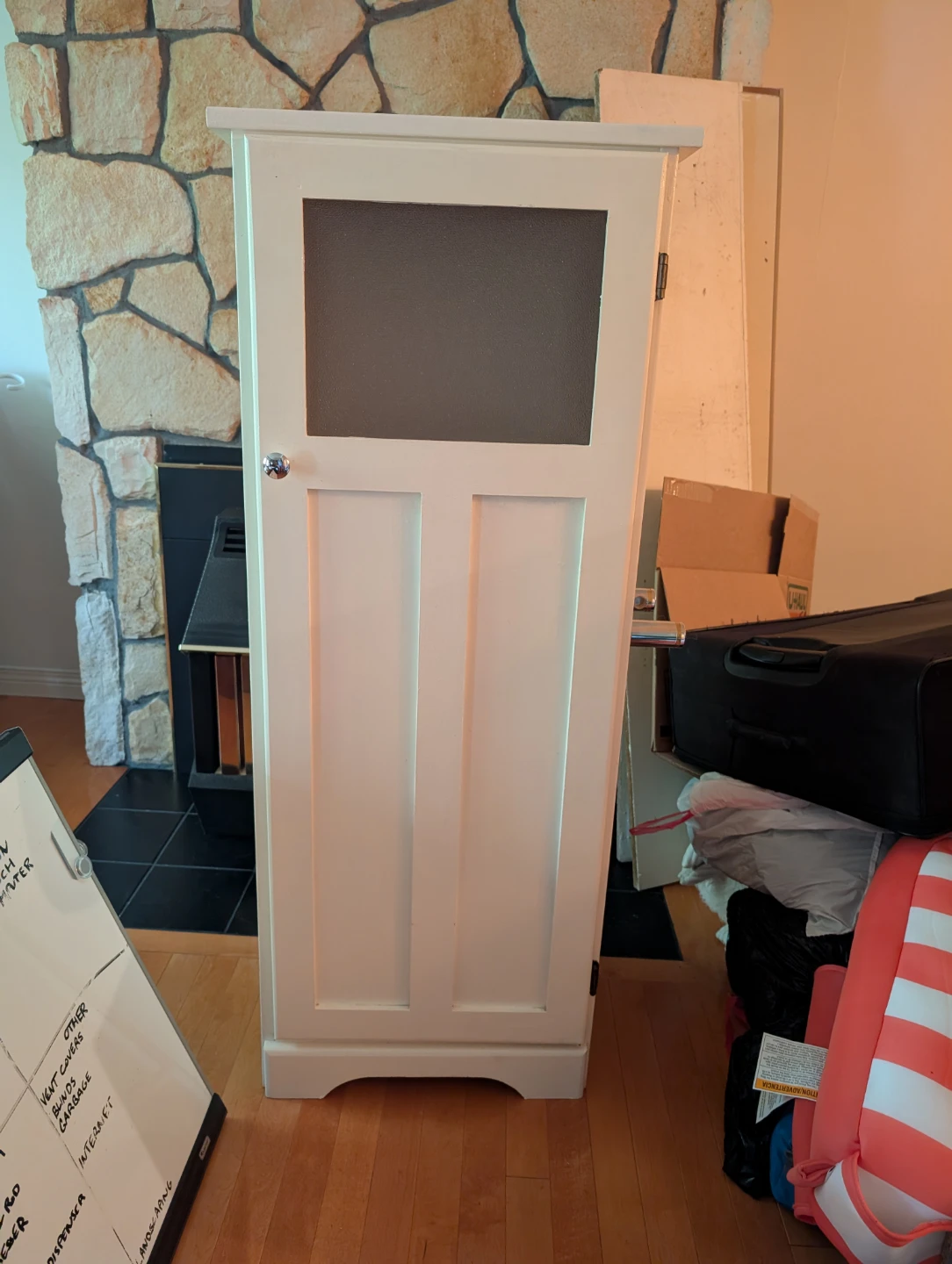 White Storage Cabinet with Glass Door