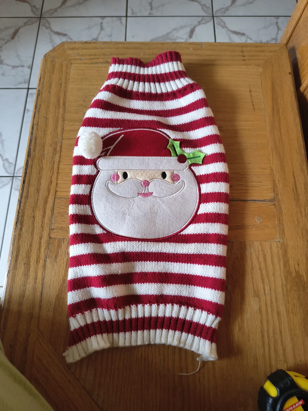 Red and White Striped Santa Dog Sweater