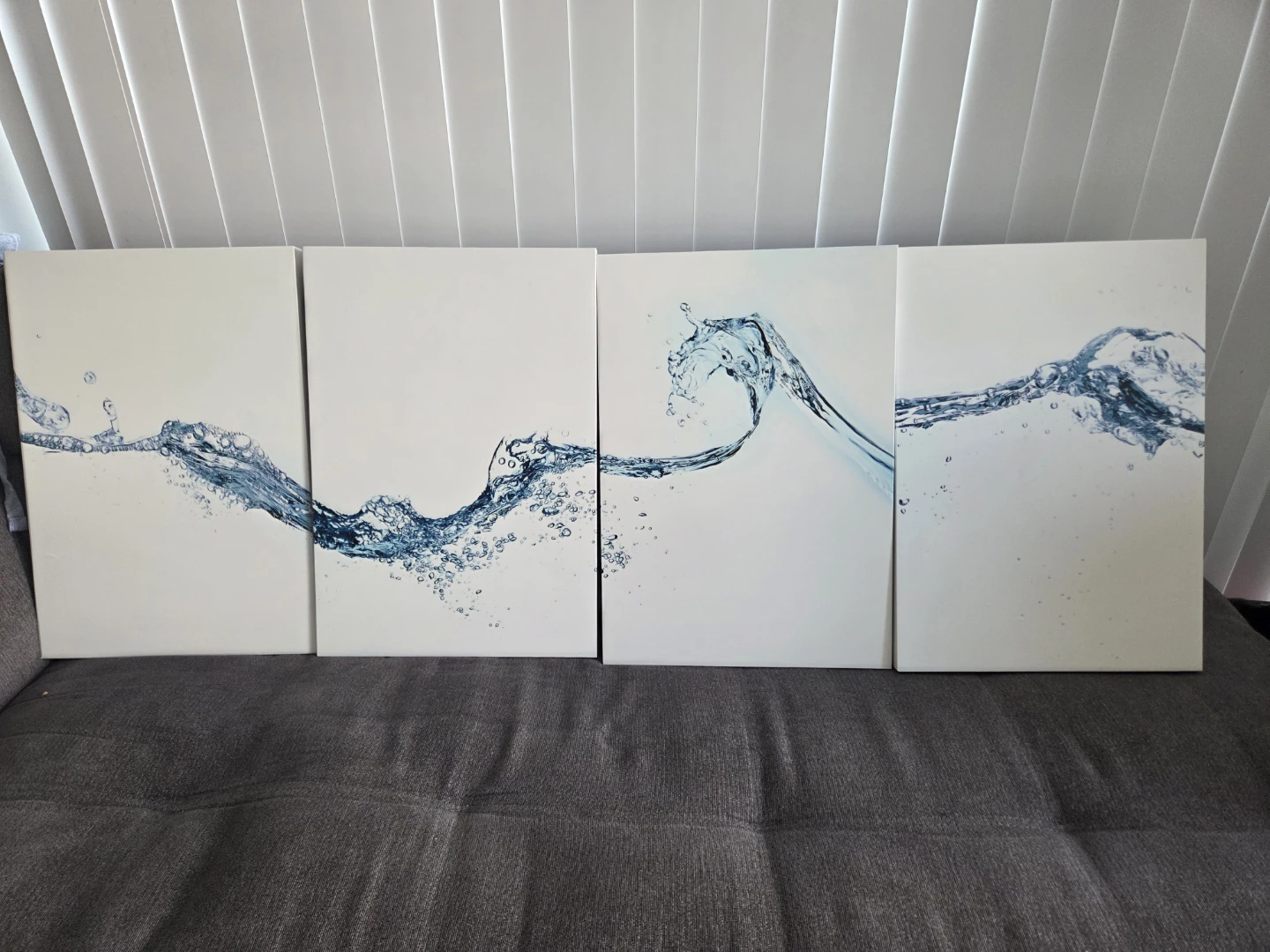 Set of 4 Canvas Wall Art Prints - Water Wave Design - photo 4