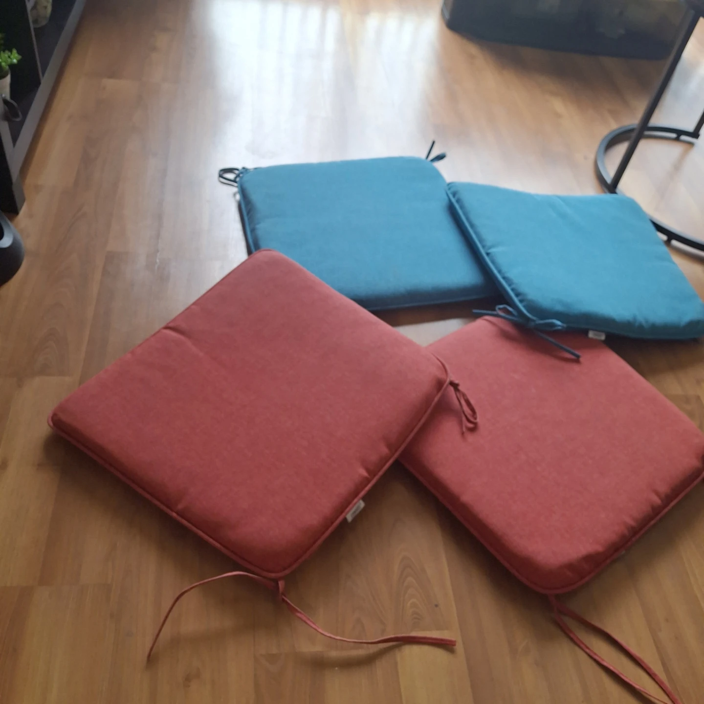 Seat Cushions - tangerine  and Teal