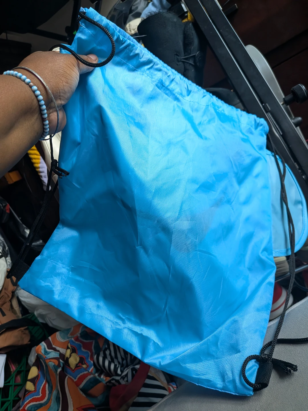 Blue Drawstring Bag with Happy Face - photo 2