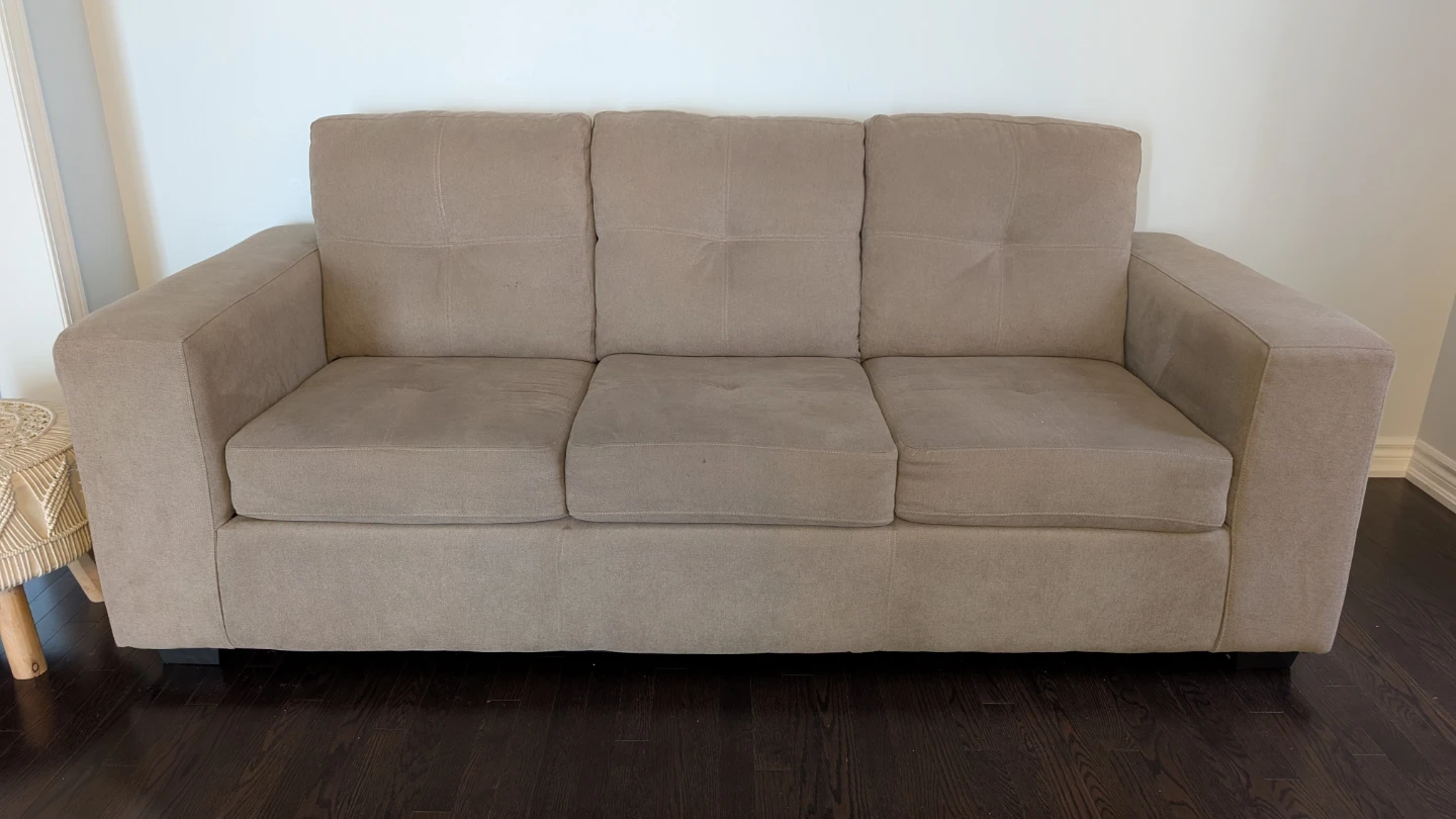 Beige 3 seater fabric sofa