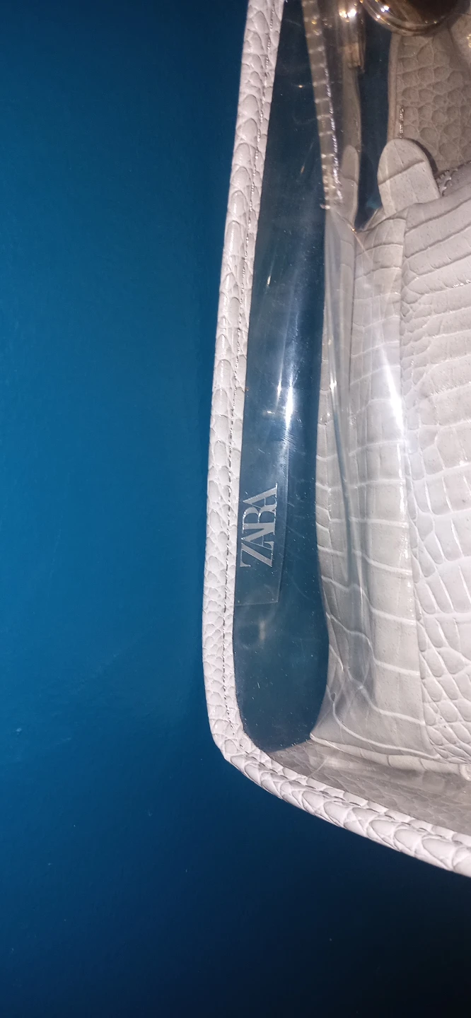 Zara White Crocodile-Embossed Handbag with Clear Totes - photo 2