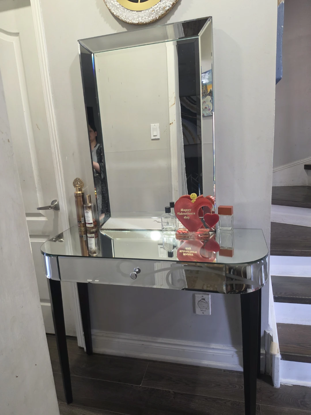 Mirrored Console Table with Drawer