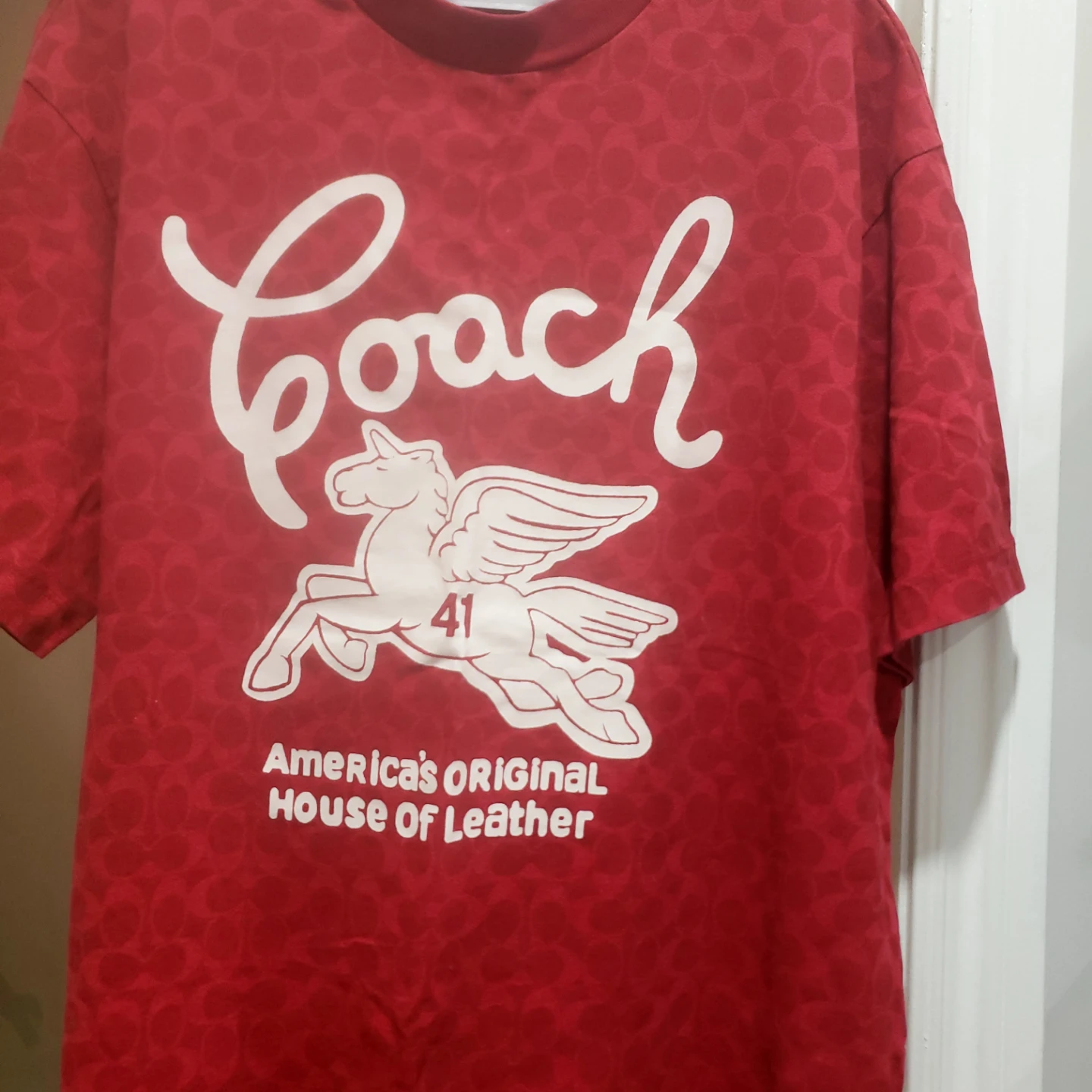 Coach Women Cotton T-Shirt in Signature pattern & Printed logo