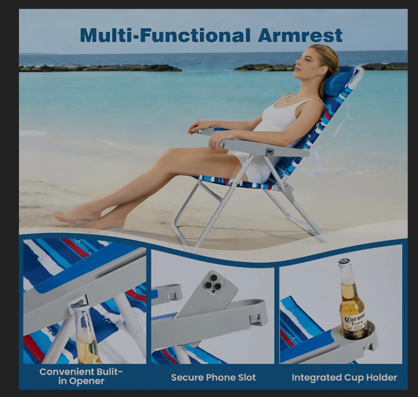 High Back Oversized Folding Beach Chair – Brand new
