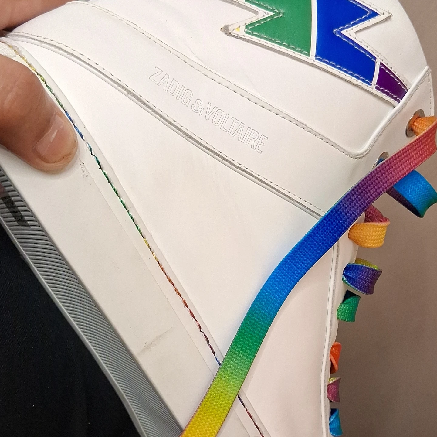 Zadig & Voltaire White High-Top Sneakers Rainbow Laces - photo 3