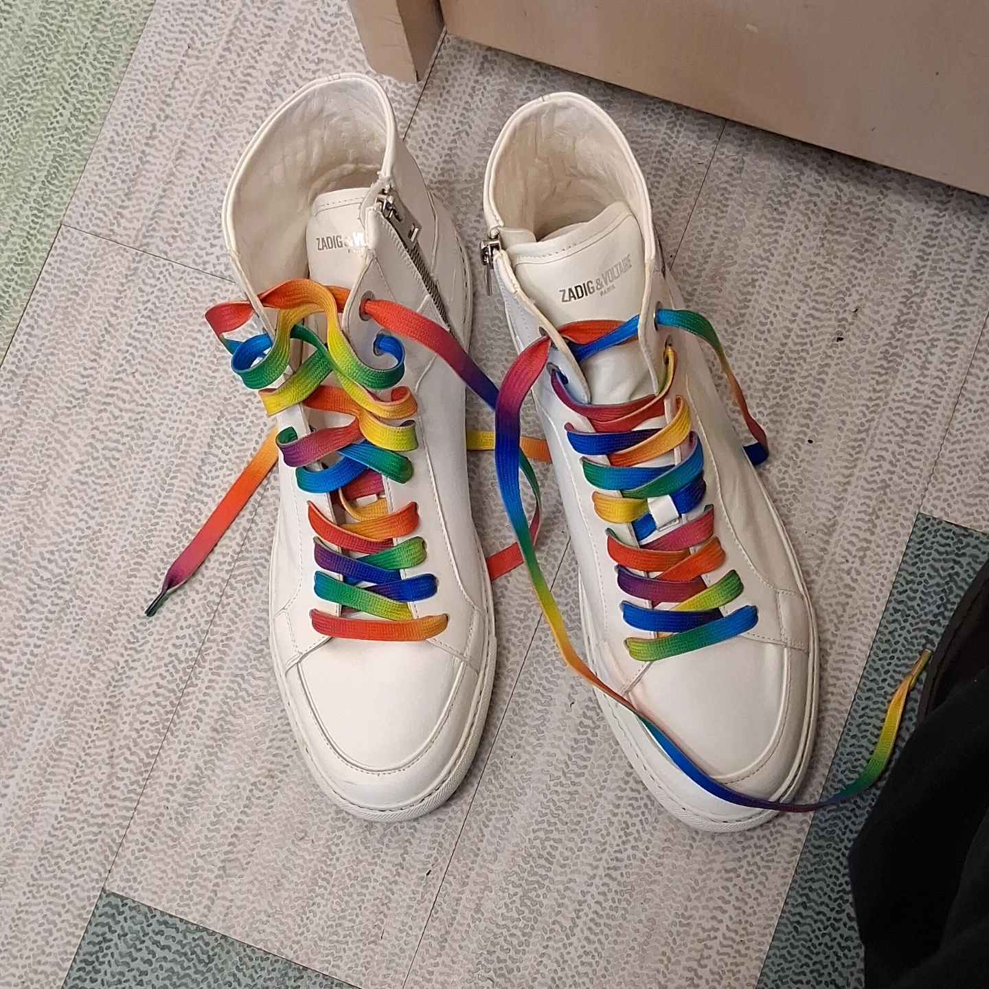 Zadig & Voltaire White High-Top Sneakers Rainbow Laces - photo 5
