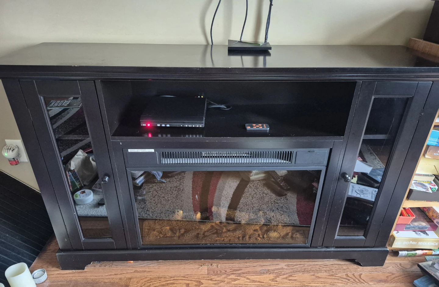 Black Electric Fireplace TV Stand - photo 2